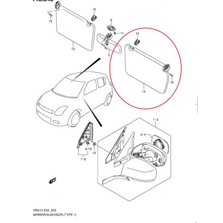 Suzuki Swift 2005-től Napellenző bal Gyári új termék