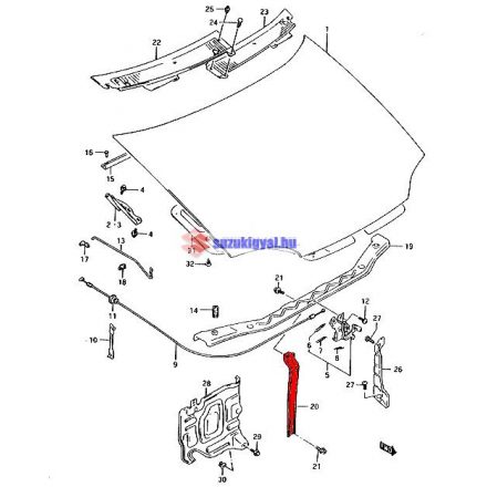 Suzuki Swift Zárhíd merevítő Bontott termék